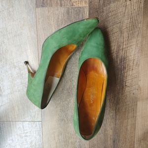 Vintage Green Suede Heels 60s Carmelettes
